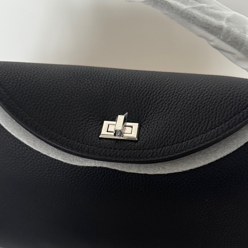 Black Pebbled Leather Top-Handle Crossbody - Picture 4 of 7